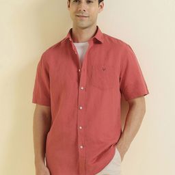 Allen Solly Slim Fit Short Sleeves Cotton Linen Shirt-image-97