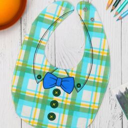 Yellow Bee Infants Boys Checked Reversible Bibs-2
