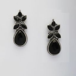 Anouk Silver Plated Artificial Stones Teardrop Shaped Drop Earrings image 2