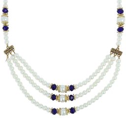 AKSHARA Girls White & Blue Synthetic Handcrafted Necklace-25