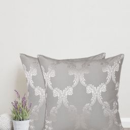 Home Grey & Silver-Toned Set of 2 Ethnic Motifs Square Cushion Covers-image-62