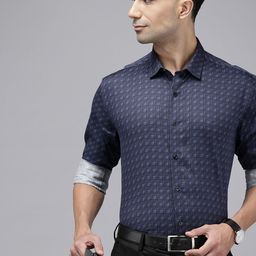 V Dot Slim Fit Opaque Printed Formal Shirt-image-9