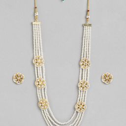 Anouk White Layered Beads Kundan Pearl Necklace Earring Set-image-48
