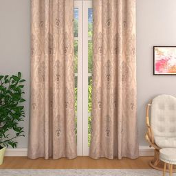 ROMEE Beige & Grey Set of 2 Ethnic Motifs Room Darkening Door Curtains-image-50