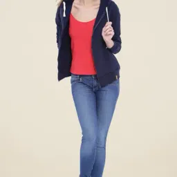 Campus Sutra Navy Solid Hoodie-image-56