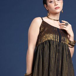 Taavi Striped Shoulder Straps Woven Legacy Ethnic Dresses-15