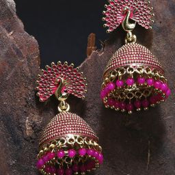 Anouk Peacock Shaped Jhumkas Earrings-42