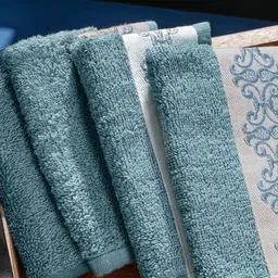 MASPAR Blue & Beige 4 Pieces 550 GSM Pure Cotton Soft & Absorbent Anti-Odor Face Towel Set-picture-45