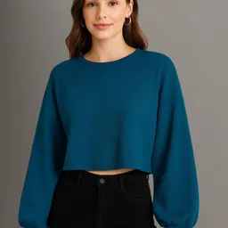 Moda Rapido Puff Sleevess Regular Crop Top-image-22