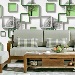 Jaamso Royals Green Geometric Printed Removable Wallpaper-37