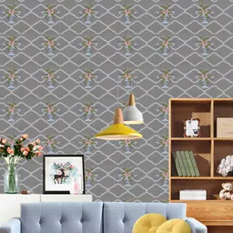 Jaamso Royals Grey & Pink Floral Self Adhesive & Waterproof Wallpaper-image-22