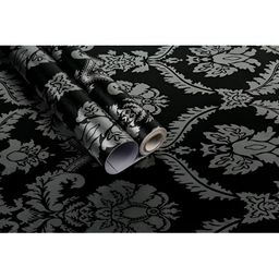 Asian royal Black & Grey Ethnic Motif Printed Self-Adhesive Wallpaper-image-73
