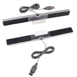 Aokin USB Sensor Bar for Wii, Replacement USB Wired Infrared Ray Sensor Bar for Nintendo Wii, Wii U, Includes Clear Stand, Silver/Black image 2
