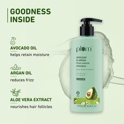Plum Avocado & Argan Frizz Control Shampoo | for Curly, Wavy & Frizzy Hair | Sulphate & Parabens Free | with Aloe Vera Extract | Reduces Frizz, Retains Moisture & Conditions Strands | 250ml image 5