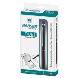 Hauser Duet Stylus Metal Body Ball Pen Box Pack | 2 In 1 Multi-Function Soft Touch Pen | Twist Mechanism, Multitask Between Paper & Touch Screen | Compatible With All Touch Screens | Blue Ink, Set Of 1 X 3 Pack image 3