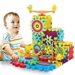 Chocozone Battery Operated 81pcs Rotating Building Blocks with Gears for STEM Learning, Educational Building Blocks Toys for 5 Years Old Girls and Boys (Gear Building Blocks) image 1