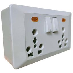 j m d gold Jmd Gold Modular International Extension Switch & Socket 3 Pin 3 Way Two Socket 6/13/16 Amp Two Switch 16 A with Indicator Heavy Duty Multipurpose Use 240 V White image 3
