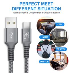Wayona USB C 65W Quick Charge Fast Charging Data Transfer Cord for Samsung Galaxy S24,S23,S22,S21,S20, iPhone 15 pro,15 Plus,15 pro max, Android auto & carplay (1M, Grey) image 5
