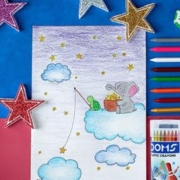Doms 28 Shades Erasable Plastic Crayons Round Tin Box | Smooth & Even Shading | Bright & Playful Colors | Free Sharpner Inside | Non-Toxic & Safe For Childrens | Pack of 2 image 5