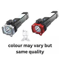 OURUNIK Multi-Function LED Emergency Torch, Rechargeable inbuilt Power Bank, Glass Breaker, Seatbelt Cutter, Magnetic Base. image 2