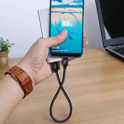Wayona USB Type C Short 65W/3A Fast Charging Data Cable for Powerbank, Android Auto, Apple CarPlay, Samsung Galaxy S24, S23, S22, S21, S20, iPhone 15, 15 Pro, 15 Pro Max, 15 Plus (0.25M, Black) image 3