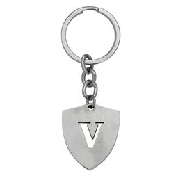 m men style English Alphabet Initial Charms Letter Initial V Alphabet Silver Stainless Steel Letters Script Name KeyChain from A-Z For Men And Women image 1