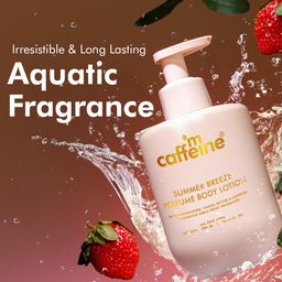 mCaffeine Summer Breeze Perfume Body Lotion| Niacinamide, Cocoa Butter & Shea Butter For Deep Moisturization | Lightweight, Non-Sticky | Aqua-Fresh Beachy Fragrance | Body Lotion For Dry Skin - 300ml image 4