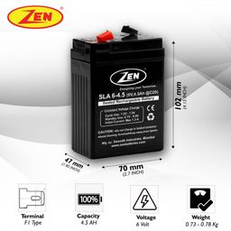 ZEN SMF 6V-4.5Ah SMF/VRLA Battery for Weight Machine, Toy & More Instruments image 2