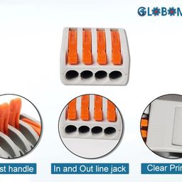 Globomotive 4 Way Looping PCT -214 0.08-2.5mm Wire Connector - Terminal Block with Spring Lock Lever for Cable Connection (Pack of 2) image 4