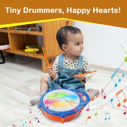 Gooyo GY168-23 Battery Operated 3D Flash Drum Toy with Flash Light & Music Effects | Dynamic Musial Instrument Toy with 2 Mallets for Toddlers | Blue Color, Power Source: 3xAA Battery (Not Included) image 5