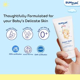 BUMTUM Diaper Rash Cream With Natural Ingredients | Paraben & Sulphate Free, Dermatologically Tested, Nappy Cream For Newborns & Babies, White 50g X Pack Of 1 image 3