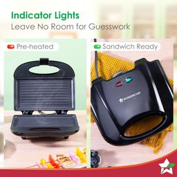 Wonderchef Prato Plus Griller Auto Temp Control, LED indicator | 800 W | Non-stick Coated Plates | Oil Free Toasting| Easy to Clean | 1 Year Warranty image 5