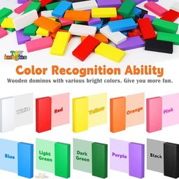 toy imagine Toy ImagineTM 360 pcs Colorful Wooden Domino Block Set for Kids Educational and Learning Activity Game Play | Helps in Skill Development and Color Recognition (12 Colors) image 5