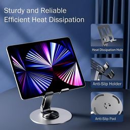 Gr8 Choice Great Choice Metalic Mobile Stand 360 Degree for Table and Desk Compatible with All Mobile Smart Phone,Tablets,E-Readers,Books,Etc. (Heavy) image 3