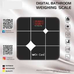 dr. care Hesley Digital Bathroom Scale for Body Weight | 180kg Capacity, LED Display, Black with Red Backlight | Precision Weight Machine for Personal Use | Stylish and Durable Design image 3