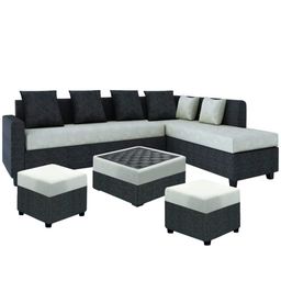 Casacomfort Preloy Sofa Set Collection (Cream- Dark Grey, 8S-Right Facing with Ottoman) - 8 Seater, Fabric image 4