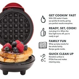 vmoni 3 in 1 Mini Waffles Maker Machine for Home, Small Waffle Making Iron Electric Wafers Maker Machine, Pancake Maker - 350Watts (Multi) image 4