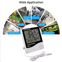 Dayanidhi Digital Temperature Humidity Indicator Clock | Indoor-Outdoor Temperature Indicator Suitable for Home Office Hospital | Wide Display with operating Button | Metal Temperature sensor image 4