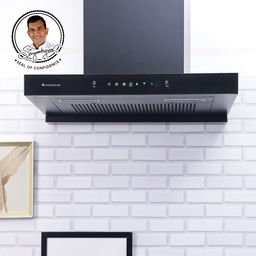 Wonderchef Ruby Sleek 90cm Chimney| Powerful Suction of 1400m3/hr| Auto Clean Function| Oil Collector| Low Noise| Black image 2
