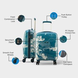 skybags Globerunner 67 Cm Medium Check-In Polycarbonate 4 Spinner Lightweight Hardsided Suitcase (Blue) image 3