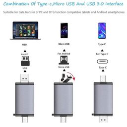 meshiv OTG Card Reader and Hub with Type-C, USB & Micro USB Ports | Portable Memory Card Reader Supports USB Drives, TF, SD, Micro SD, SDHC, SDXC, MMC (Grey) image 5