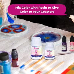 Oytra Resin Art Kit with Moulds for DIY All in One Coaster Making Set Combo with Epoxy Flake and Pigments Craft Materials Casting Kit for Gifts Gifting image 4