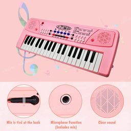 VikriDA Kids Keyboard Piano, 37 Keys Piano Keyboard with Power Option (37 Keys and 8 Tones, 8 Rhythms 4 Percussion) Pink image 5