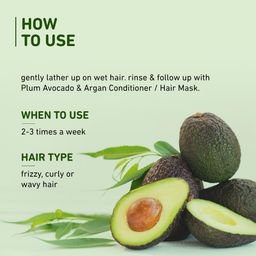 Plum Avocado & Argan Frizz Control Shampoo | for Curly, Wavy & Frizzy Hair | Sulphate & Parabens Free | with Aloe Vera Extract | Reduces Frizz, Retains Moisture & Conditions Strands | 250ml image 3