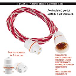 hi plasst pins n plugs Hi-PLASST Bulb-Holder Adaptor Flexible Wire (4 yard) 2-core cord, B-22 socket & Adaptor Plug for Multipurpose Use, Diys, Experiments,Parties,Festive Decorations,Diwali,Christmas,etc image 2