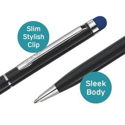 Hauser Duet Stylus Metal Body Ball Pen Box Pack | 2 In 1 Multi-Function Soft Touch Pen | Twist Mechanism, Multitask Between Paper & Touch Screen | Compatible With All Touch Screens | Blue Ink, Set Of 1 X 3 Pack image 4