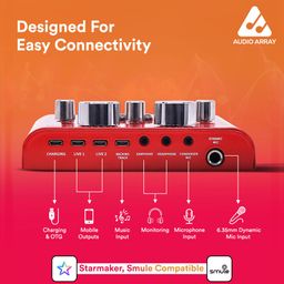 Audio Array AI-12 USB Bluetooth Soundcard Mixer interface | 2 mic inputs, 2 smartphone & PC/Mac outputs | Karaoke Recording, Mobile/PC Streaming, Live Audio Broadcasting | Singing, Recording, Gaming image 2