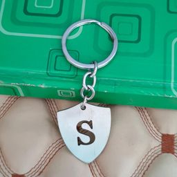 m men style English Alphabet Initial Charms Letter Initial S Alphabet Silver Stainless Steel Letters Script Name from A-Z KeyChain And KeyringFor Men And Women image 3