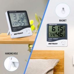 Metravi HTC-01 Compact Digital Temperature and Humidity Meter/Thermo-hygro Meter with Clock & Alarm image 5