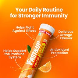 Fast&Up Charge Natural Vitamin C - 60 Effervescent Tablets, Amla Extract + Zinc for Daily Immunity | Helps to boost & Strengthens Collagen for Healthy Skin, Hair & Nails- Orange Flavour image 4